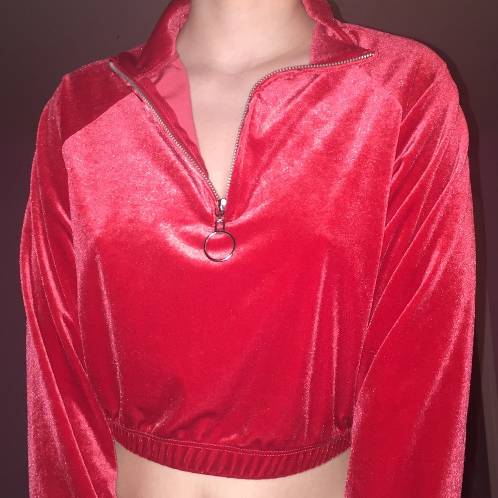 Red Velvet Zip Up Top!